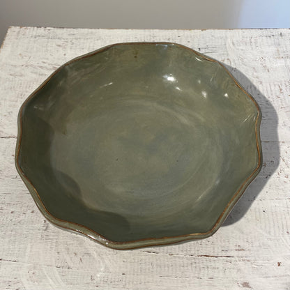 Magnolia Lane Green wavy salad bowl