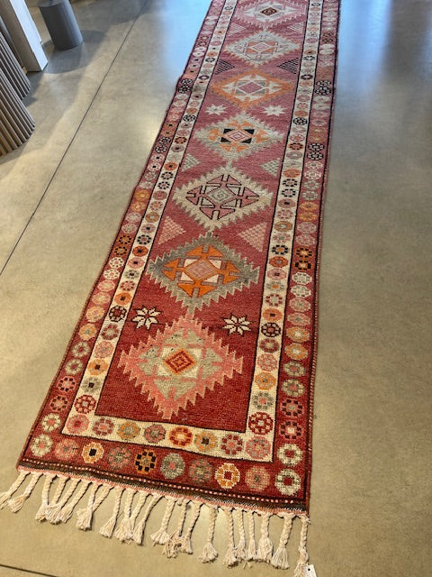 Vintage Handknotted Turkish Herki Runner 377cm x 80cm