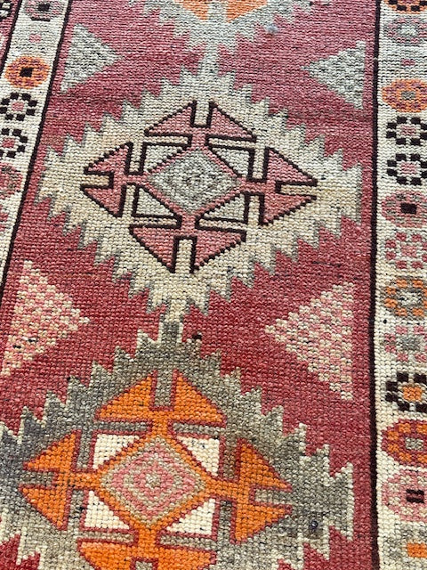 Vintage Handknotted Turkish Herki Runner 377cm x 80cm