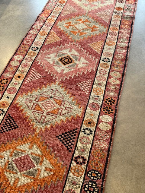 Vintage Handknotted Turkish Herki Runner 377cm x 80cm