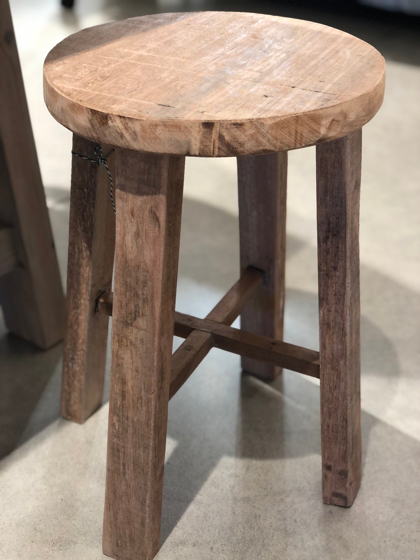 Teak Round Stool Natural 45cm