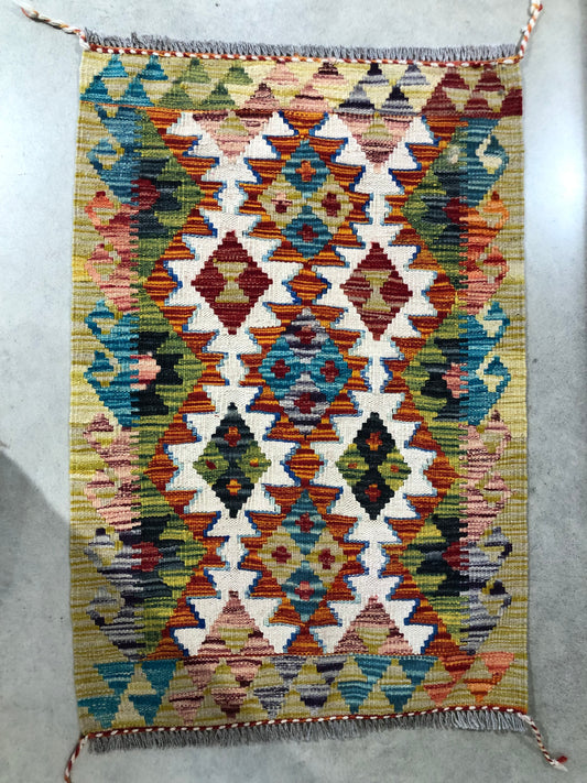 Hand Knotted Afghan Chobi Kilim 90 x 60cm #4