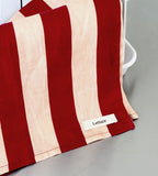 Lettuce Tea Towel - Bold Stripe Peach + Burgundy