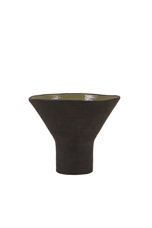 Balise Wide Mouth Vase Short - Black/Green