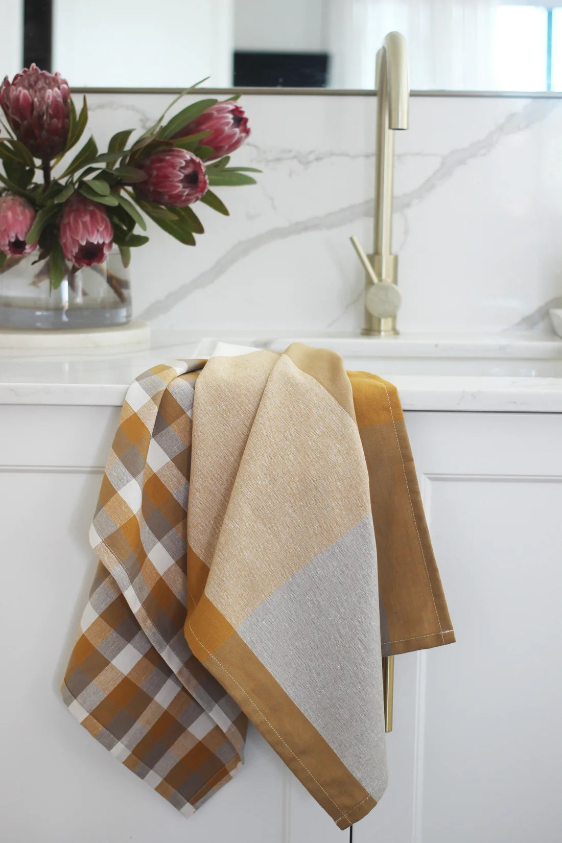 Giant Check Tea Towel S/2 Mustard