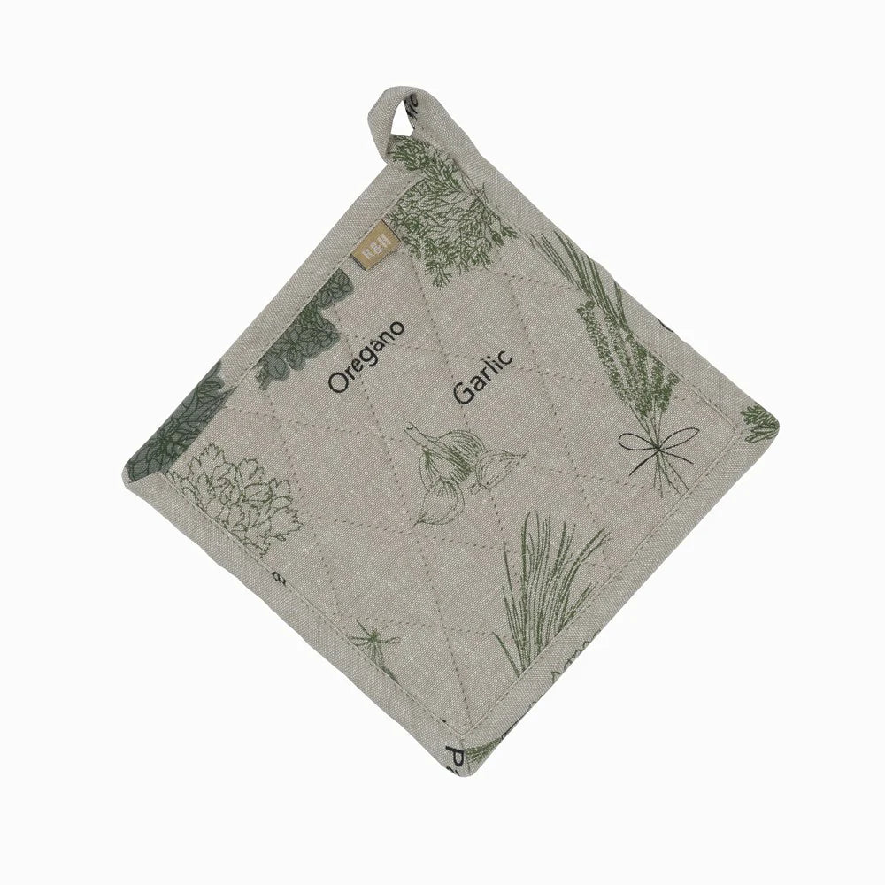 Herb Print Pot Holder Olive