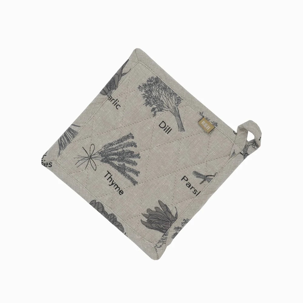 Herb Print Pot Holder Charcoal