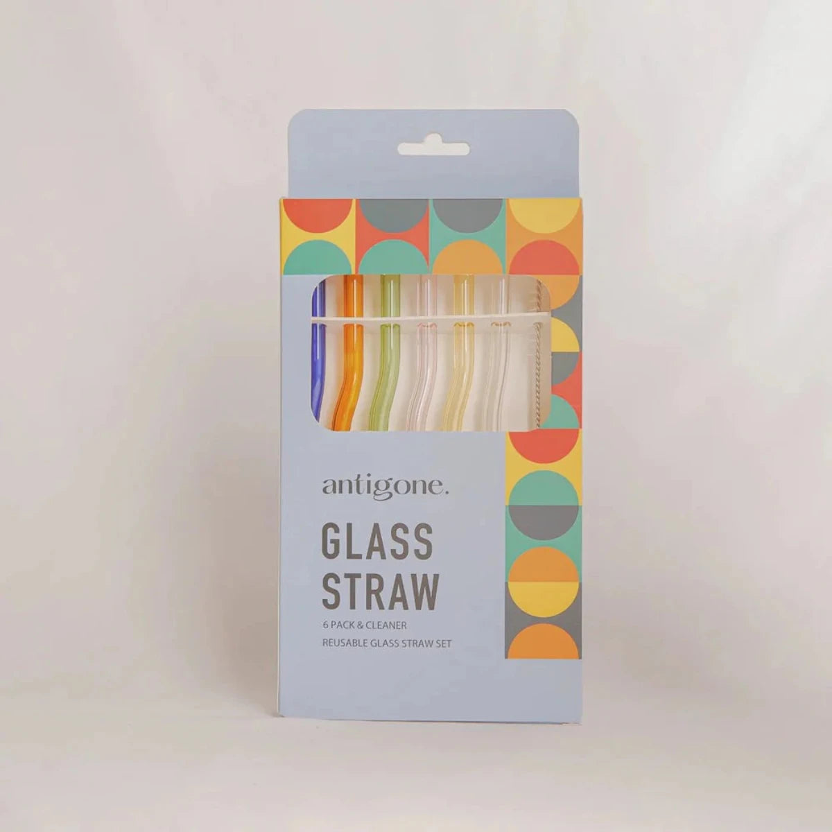 Reusable Glass Straws Set of 6 - Wavy Multi