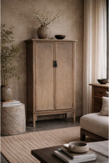 Lotus & Jade 2 Door Tall Cabinet - Poplar