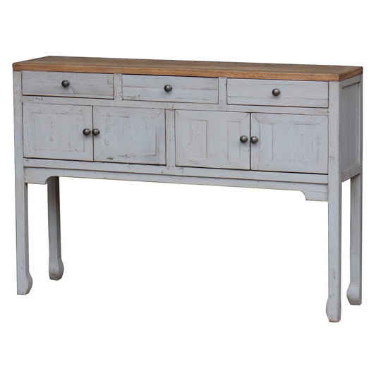 CONSOLE - GREY W/ NATURAL OAK TOP