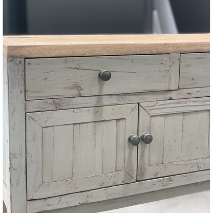 CONSOLE - GREY W/ NATURAL OAK TOP