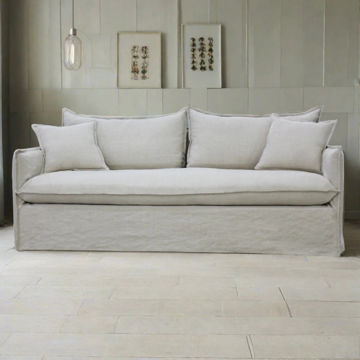 Slip Cover 3 Seat Sofa - Salt & Pepper