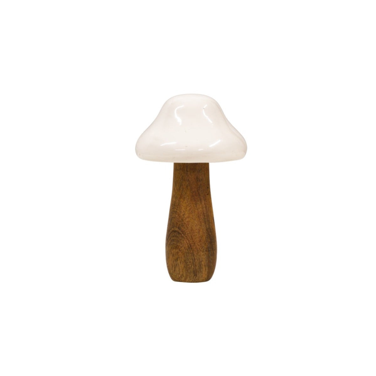 WOODEN Standing Mushroom Short w/White Enamel