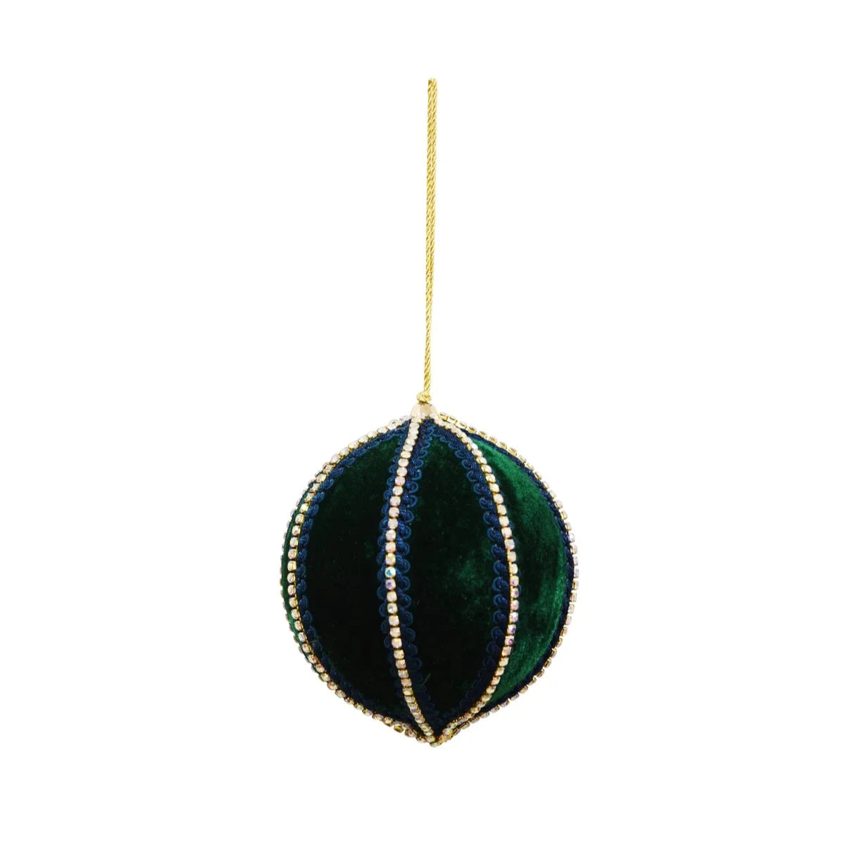 MAJESTIC Hanging Velvet Ball - Dark Green w/Lace
