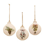 Enamel Hanging Discs - Mistletoe & Pinecones Assorted