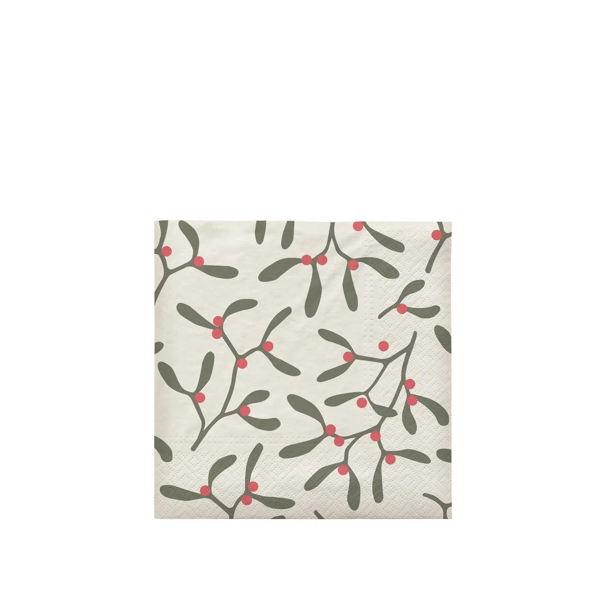 BROSTE Christmas Mistletoe Paper Napkin - Red/Grape Leaf Green
