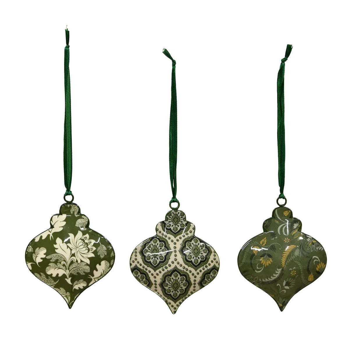 Enamel Floral Hanging Onions  - Greens