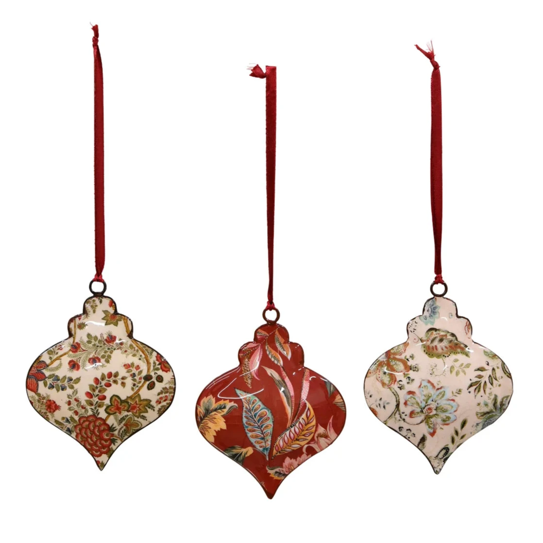 Enamel Metal Floral Hanging Onions - Burgundys