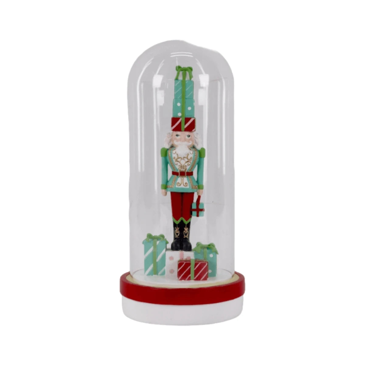 Soldier on Gift Box in Dome - 25.5cm