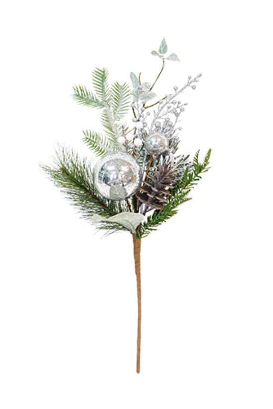 Snowy Pine Berries Bauble Mix Spray