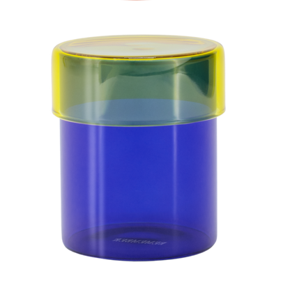 Glass jar set 'Cosima' Blue with Yellow lid
