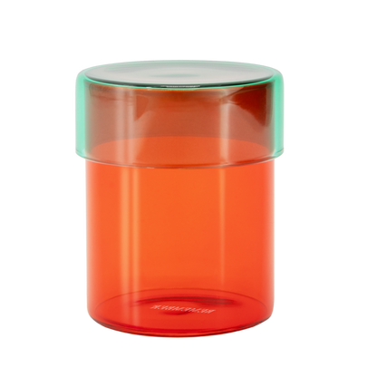 Glass jar set 'Cosima' Orange with Green Lid