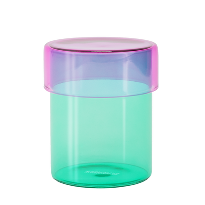 Glass jar set 'Cosima' Teal with Purple Lid