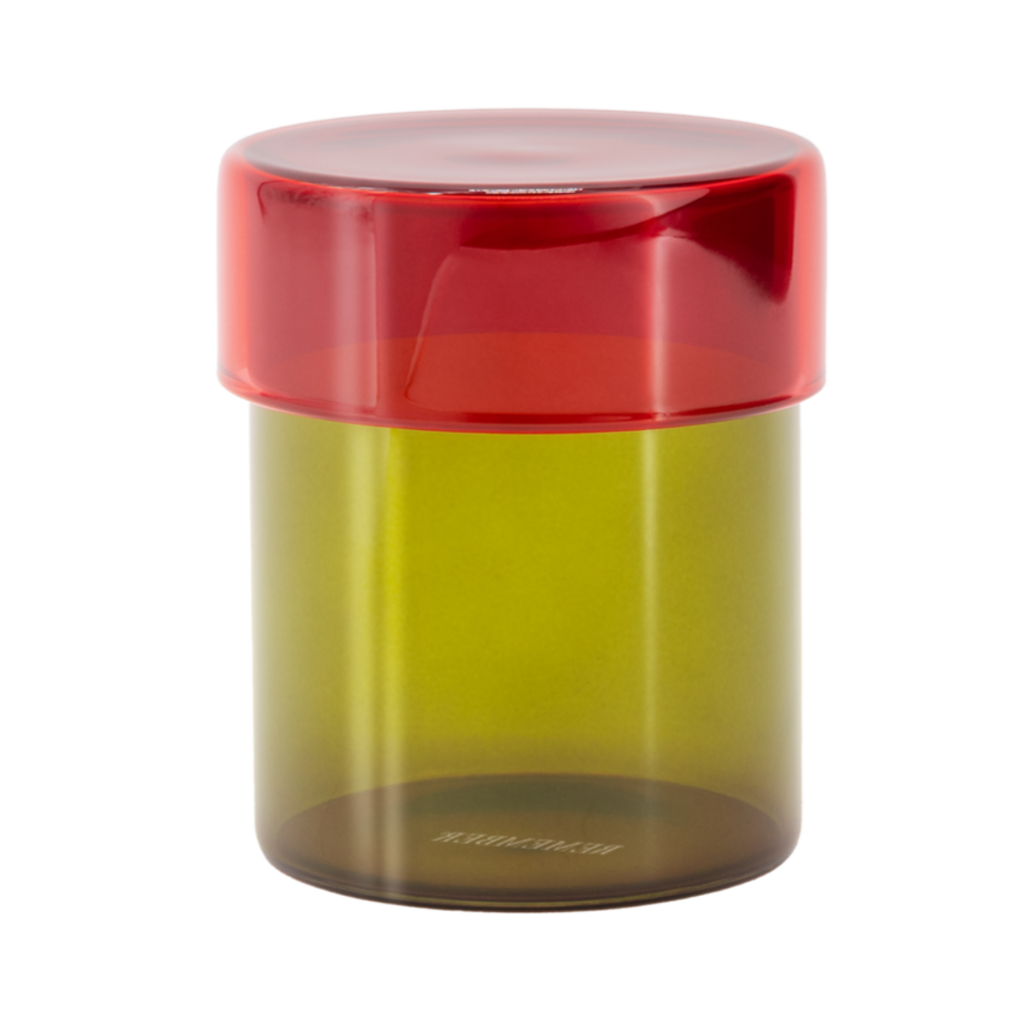 Glass jar set 'Cosima' Yellow with Red Lid