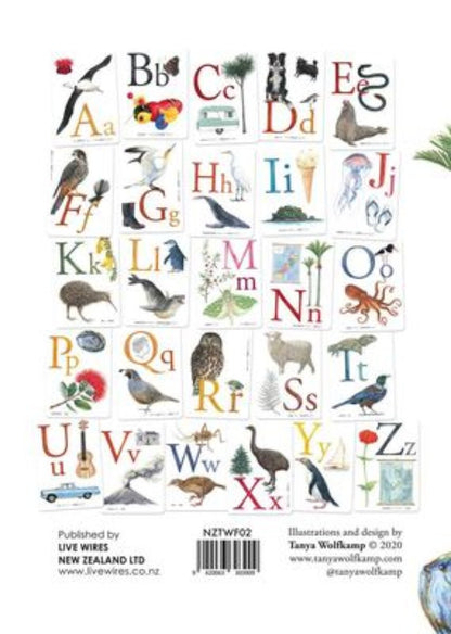 NZ Illustrated Alphabet Frieze in Te Reo Māori and English