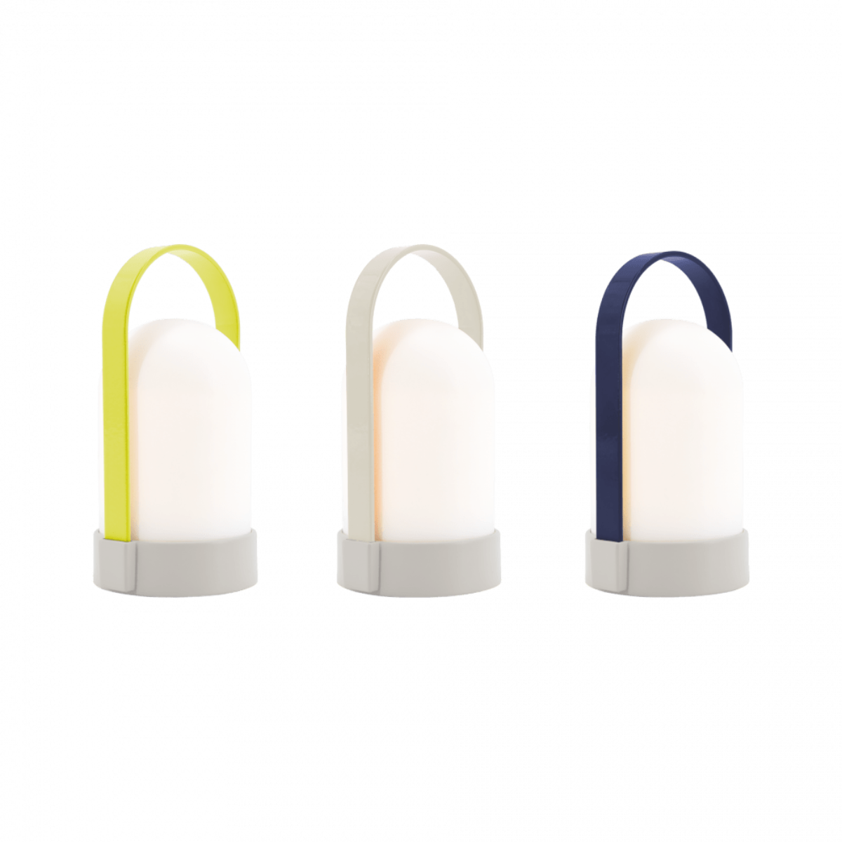 Little URI Lamp - set of 3 - rechargeable - blue-grey-yellow/green