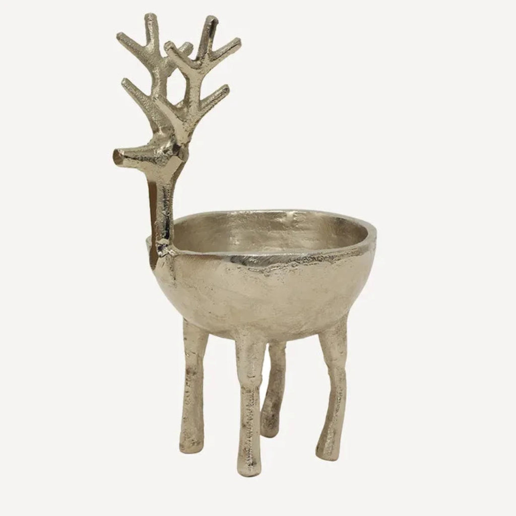 Reindeer Sweets Bowl Silver Large