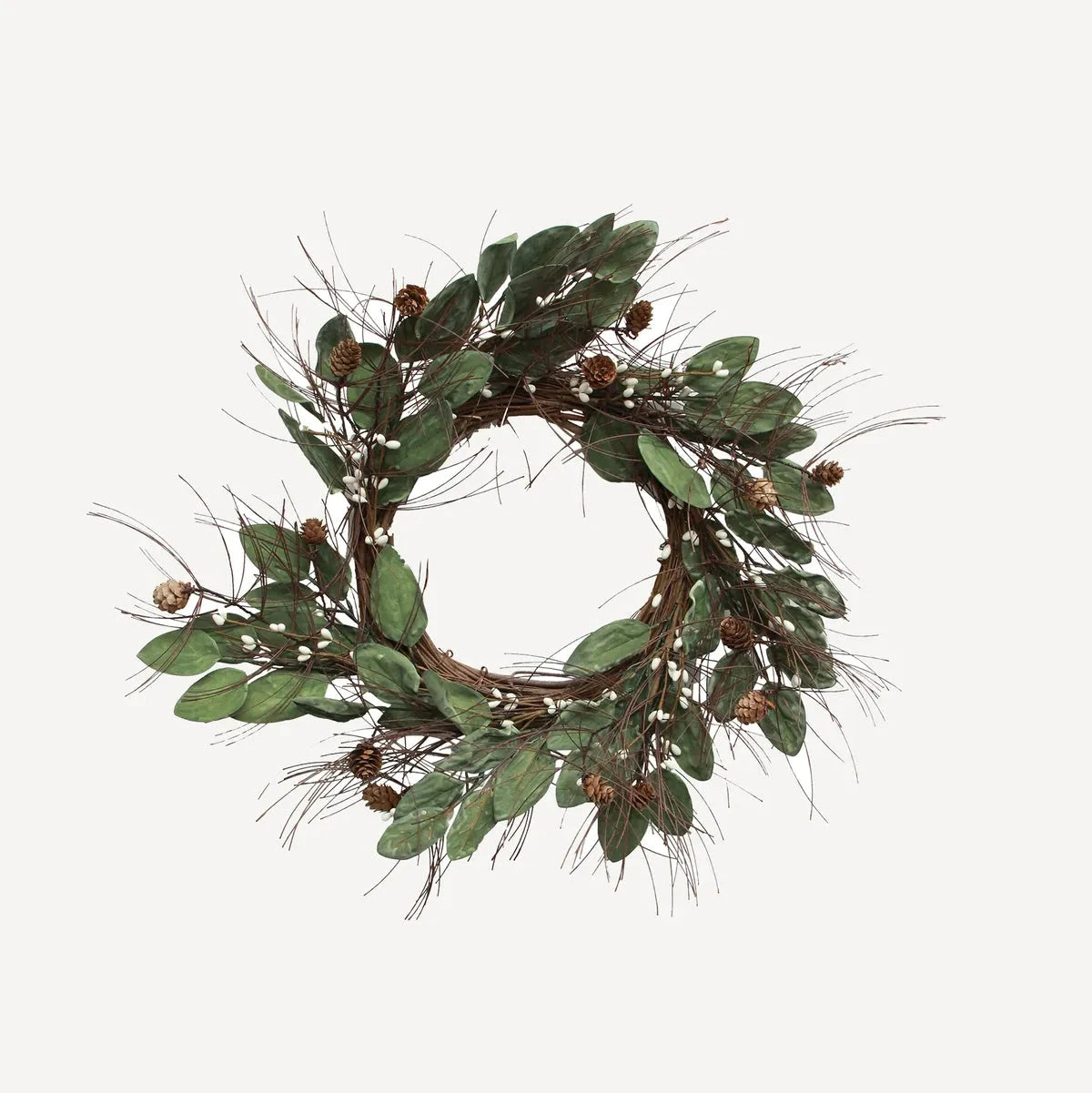 White Berry & Pinecone Wreath Small