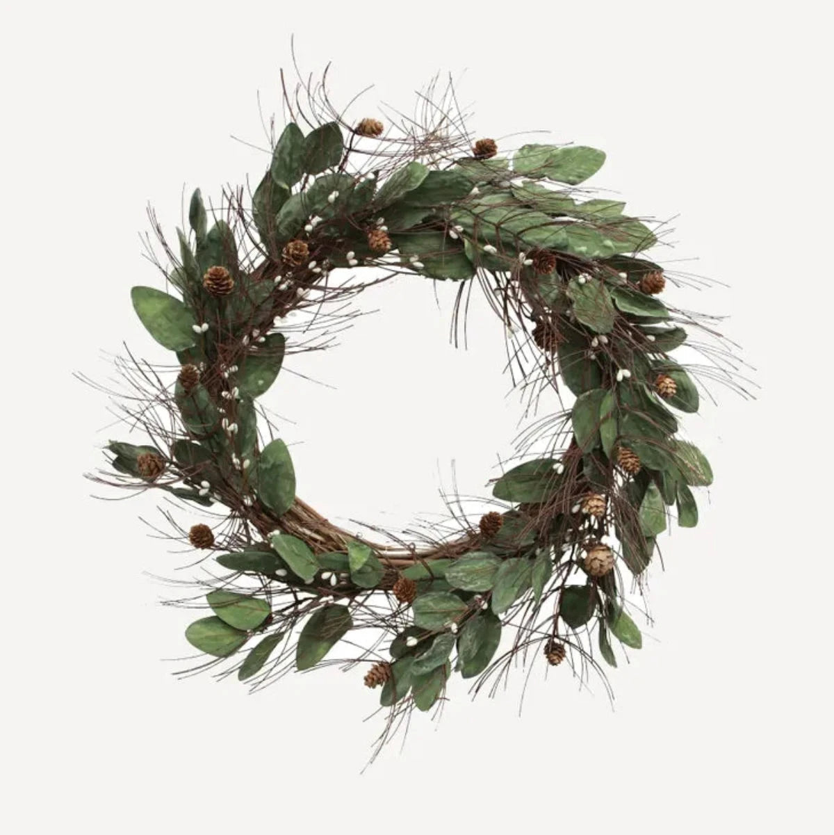 White Berry & Pinecone Wreath Large