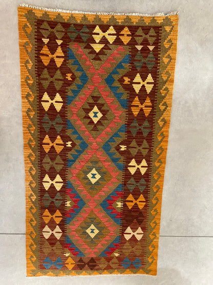 Hand Knotted Afghan Chobi Kilim - 183 x 95cm