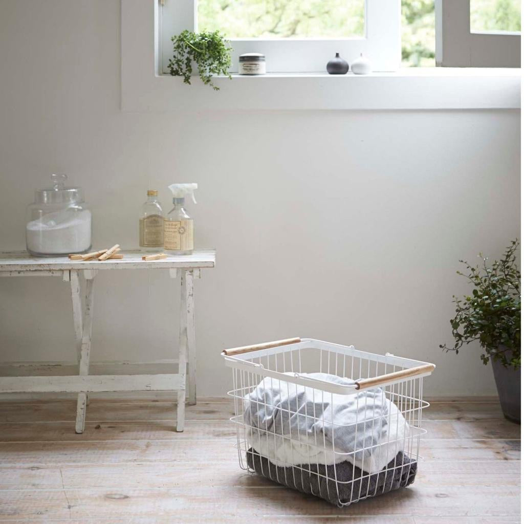 YAMAZAKI TOSCA LAUNDRY BASKET WHITE MEDIUM Home Love Mette K