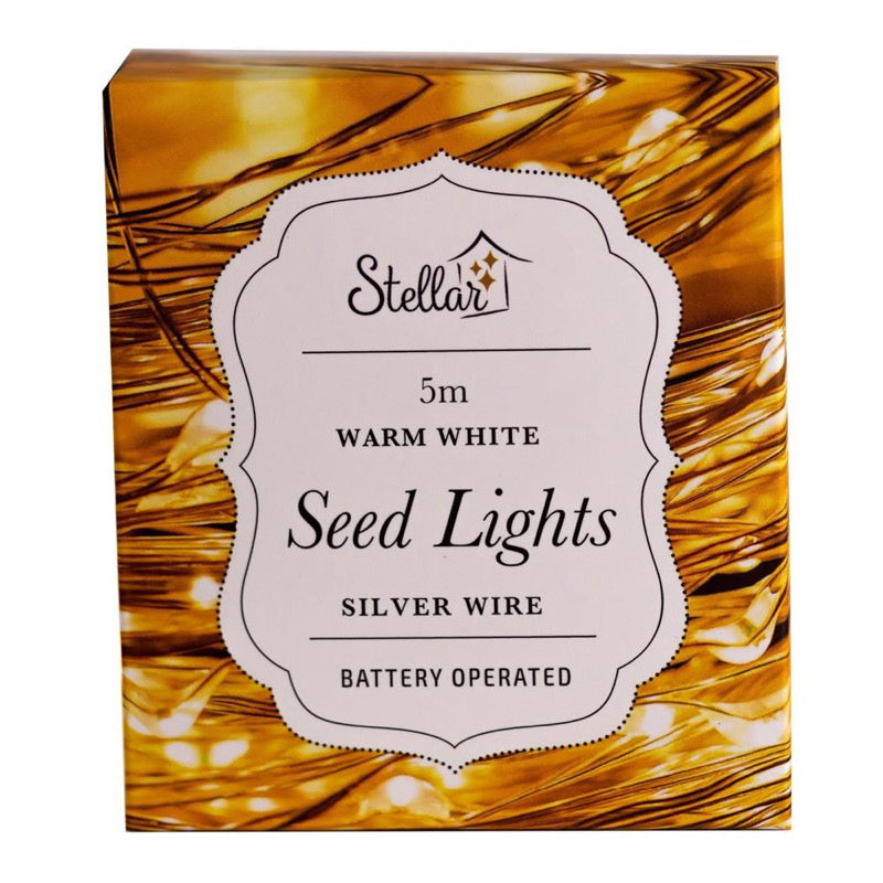 5M SILVER WIRE WARM WHITE SEEDLIGHTS