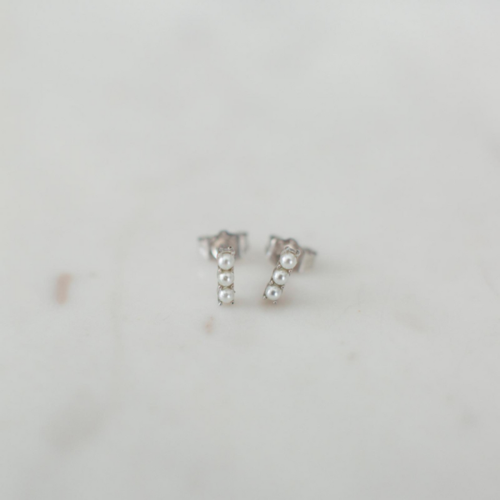 Pearl Bar Stud Earrings